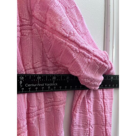 M Missoni Pink Virgin Wool Blend Open Knit Waterfall Buttonless Cardigan Small - Picture 7 of 12